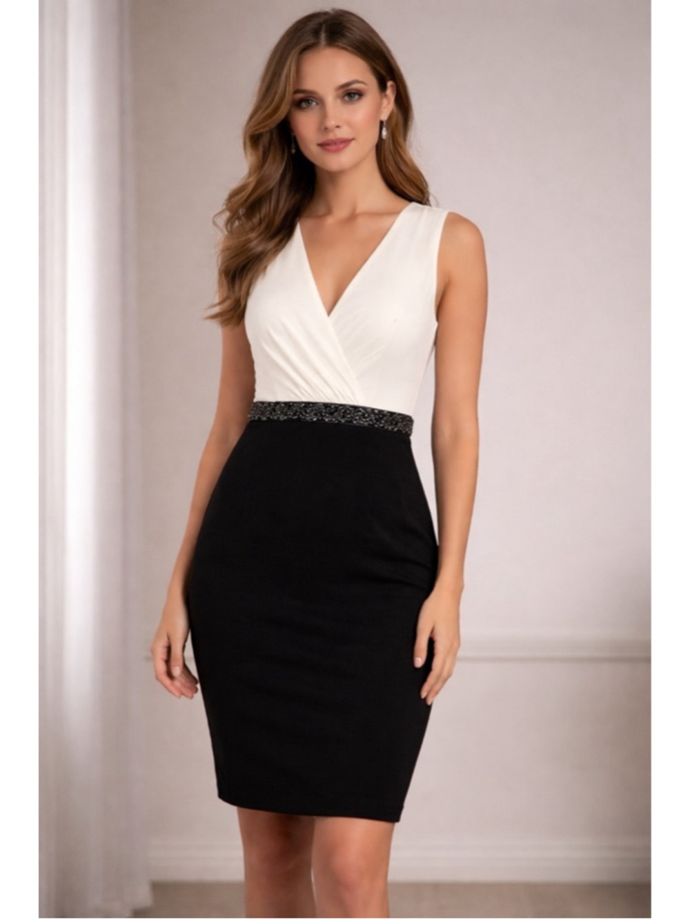 halterneck brown dress Esmerelda Satin Double Knotted Halter Neck Bias-cut Women's Solid V-Neck A-Line 95% Polyester Options:Leotard & Headband Only